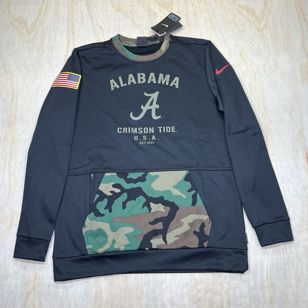 NEW MD Alabama Crimson Tide Military Appreciation Pullover Sweatshirt Black